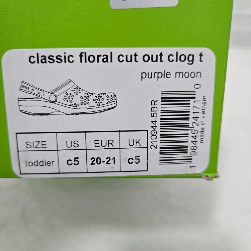 Crocs Toddler Classic Floral Cut Out Clog Purple Moon Lavender C5 210944-5BR
